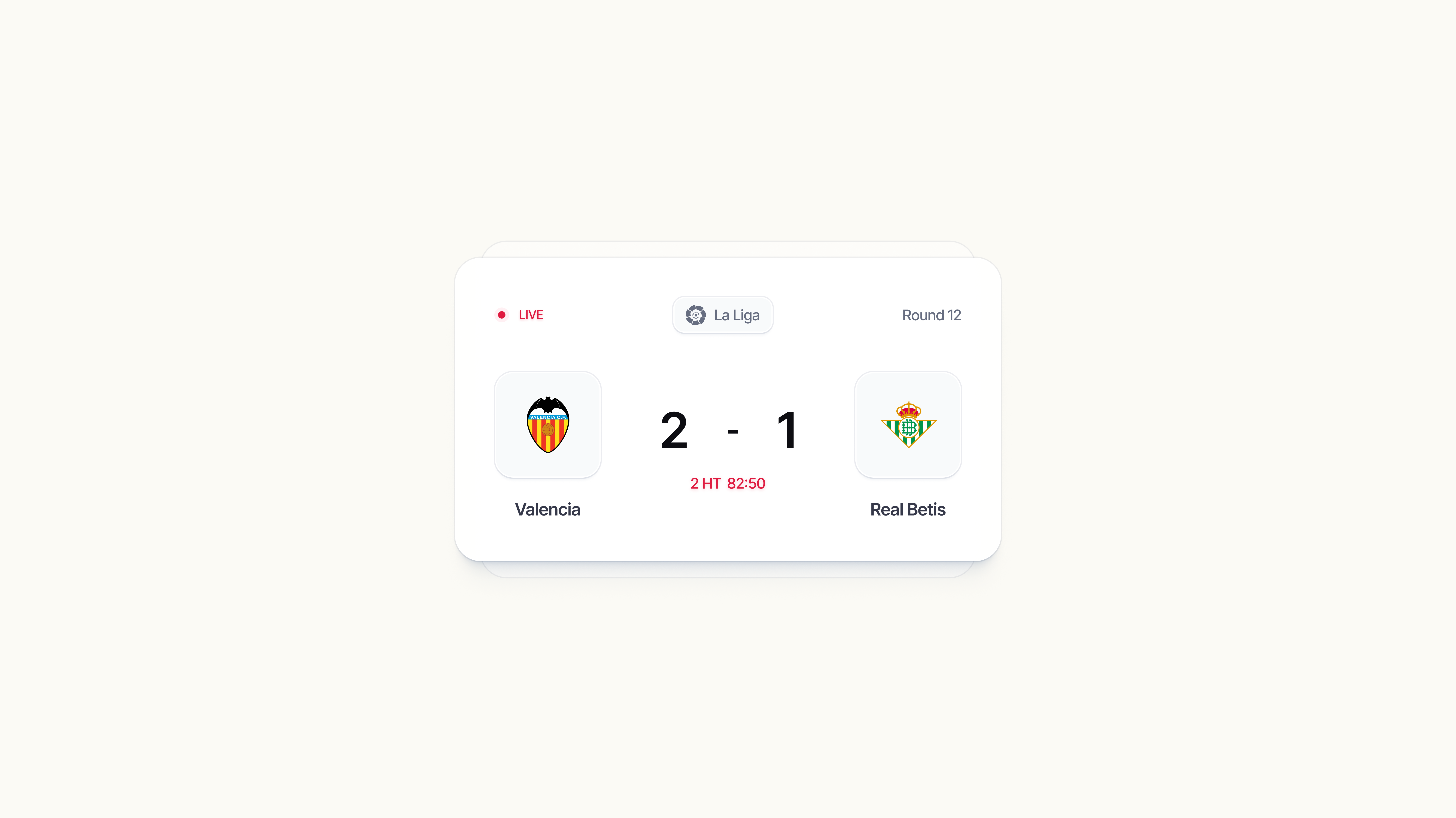 Live match score card
