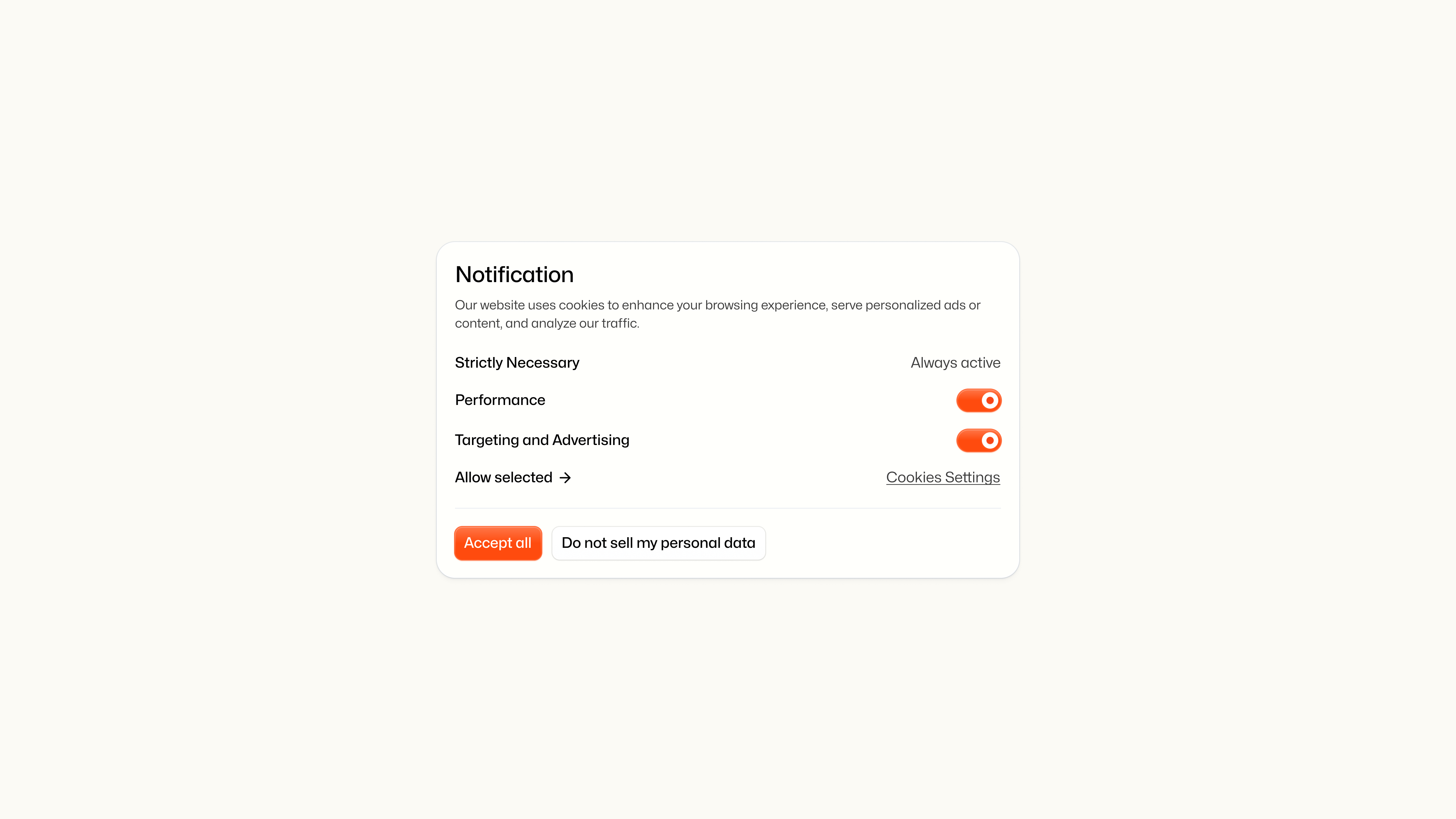 Cookie consent notification
